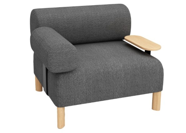 PEBBLE SINGLE-SIDE TABLE-ARM-MID GREY